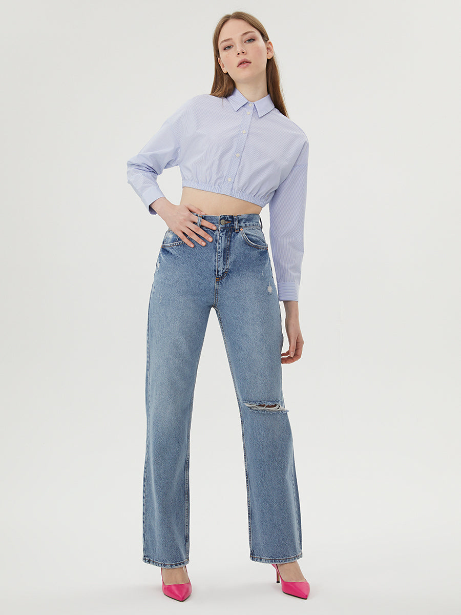 Blue Woman Long Sleeve Shirt