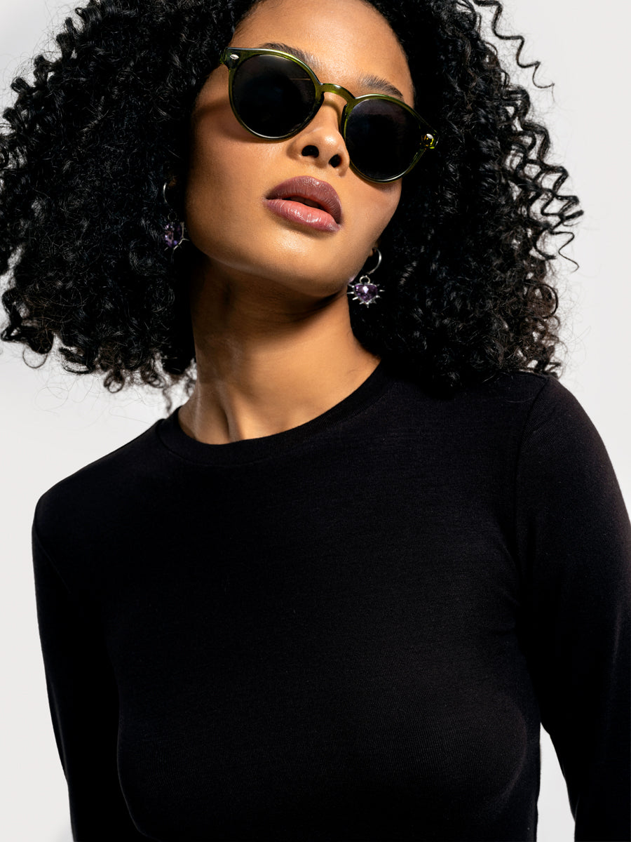 Black Woman Long Sleeve Blouse