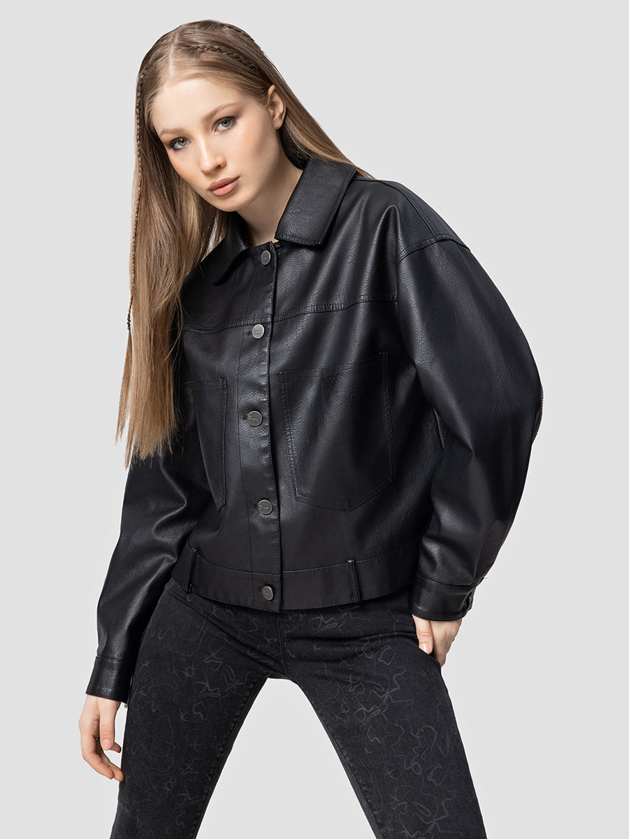 Loose Fit Women's Coat Pu