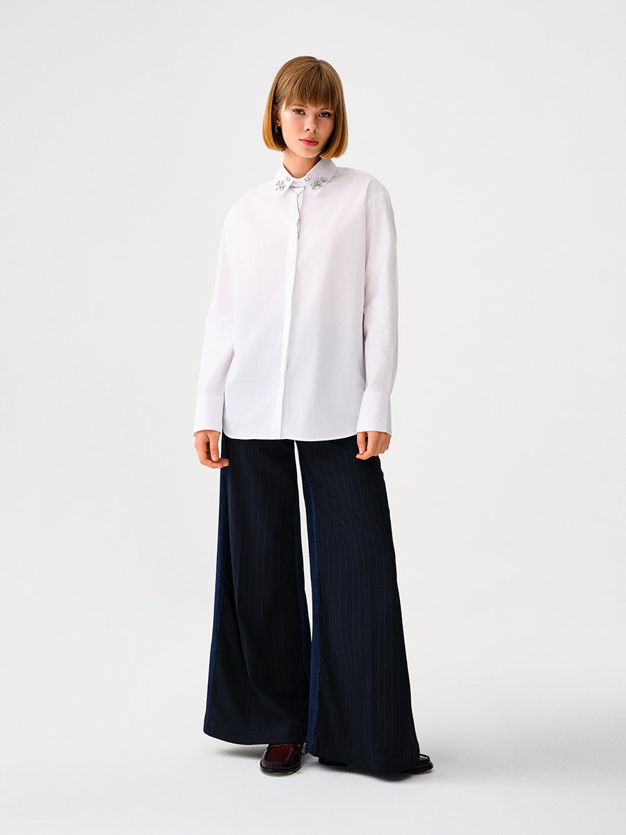White Woman Long Sleeve Shirt