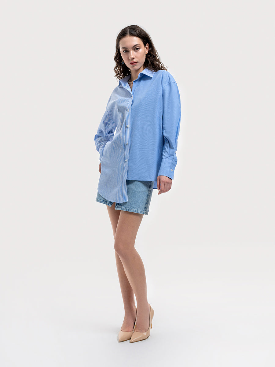 Blue Woman Long Sleeve Shirt