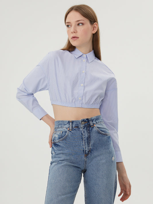 Blue Woman Long Sleeve Shirt