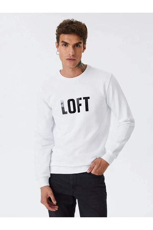 Men's Regular Fit White Sweatshirt