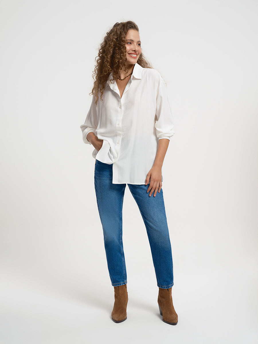 White Woman Long Sleeve Shirt
