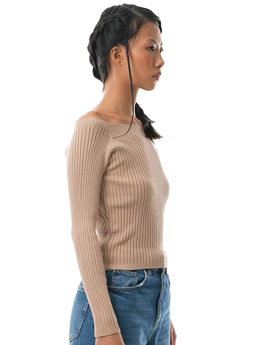 Beige Woman Long Sleeve Blouse