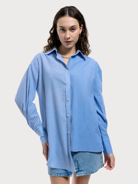 Blue Woman Long Sleeve Shirt