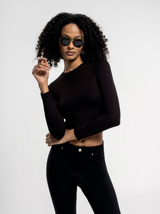 Black Woman Long Sleeve Blouse