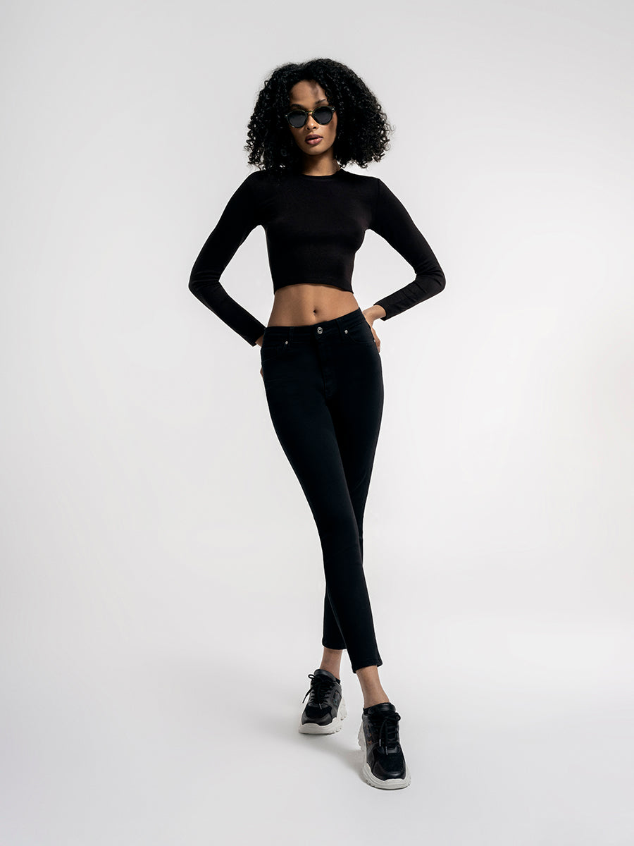 Black Woman Long Sleeve Blouse
