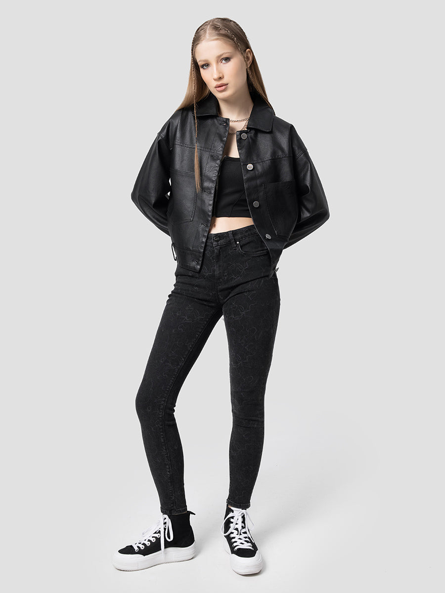 Loose Fit Women's Coat Pu