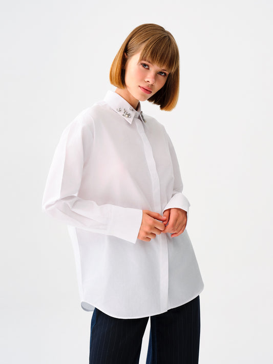 White Woman Long Sleeve Shirt