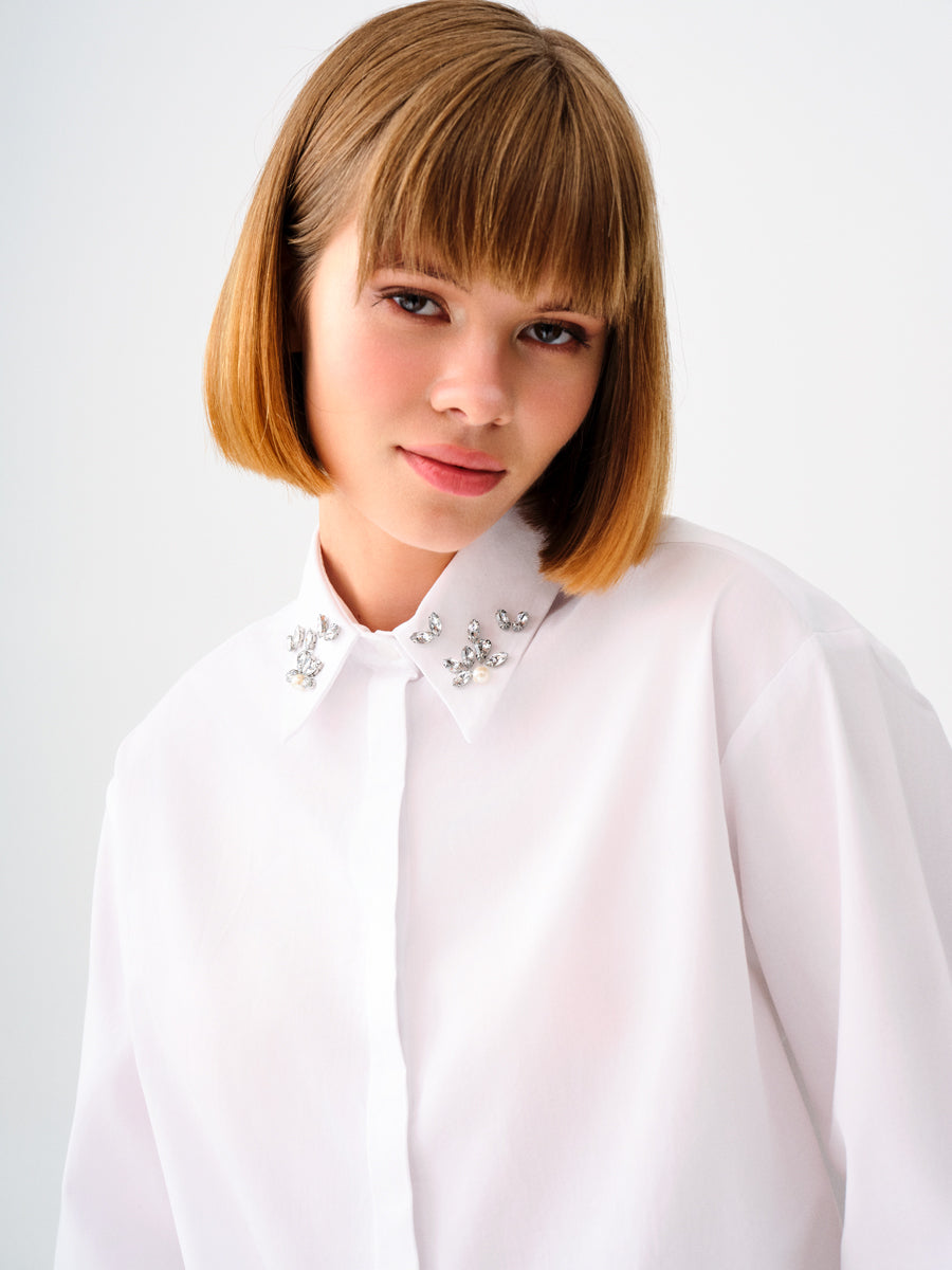 White Woman Long Sleeve Shirt