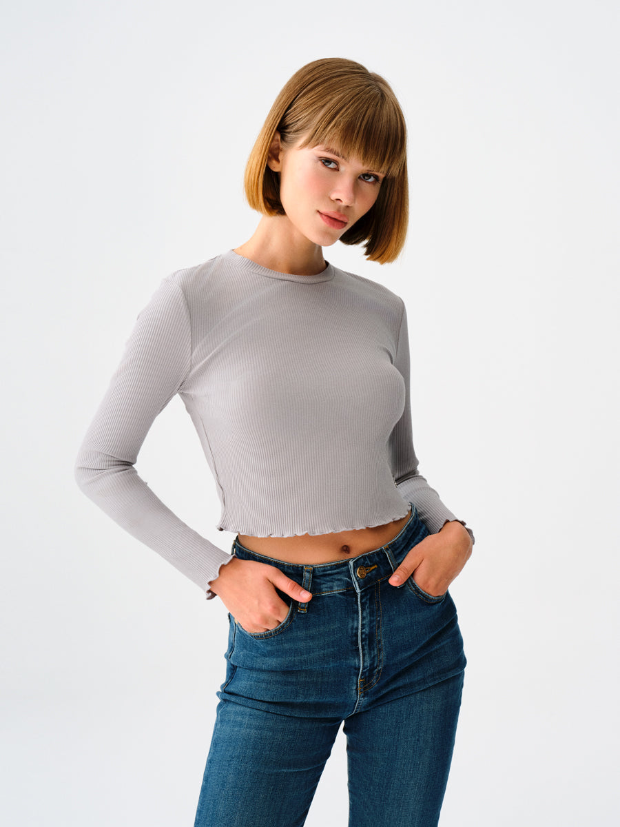 White Woman Long Sleeve Blouse
