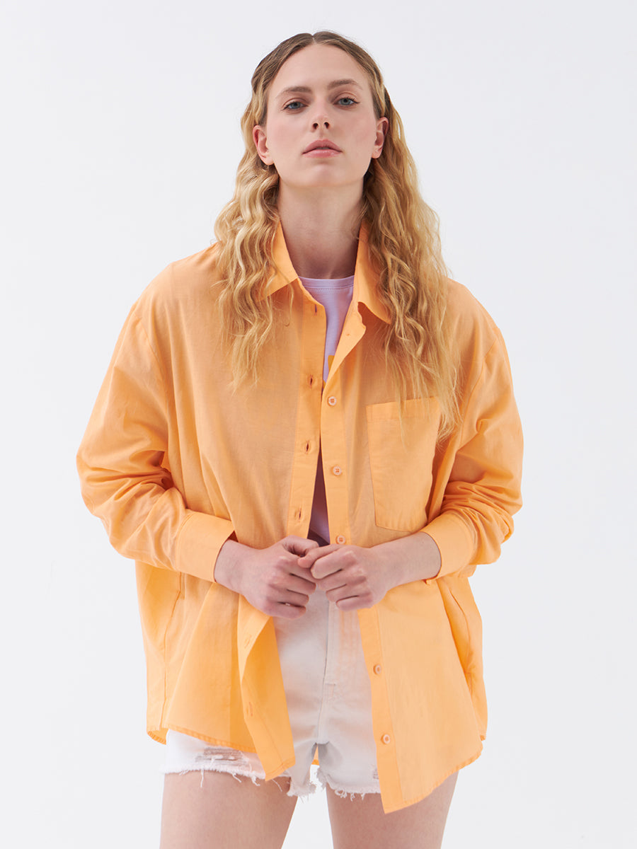 Orange Woman Long Sleeve Shirt