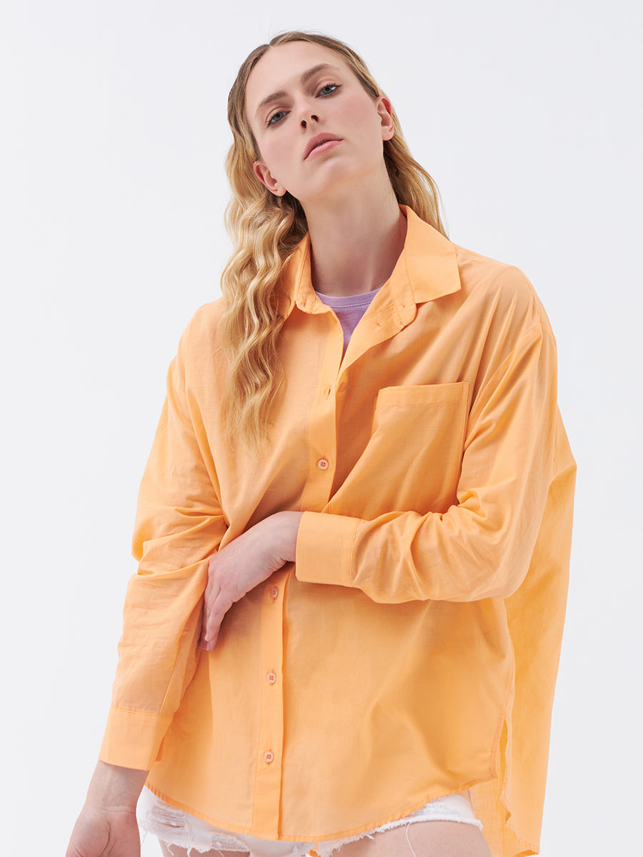Orange Woman Long Sleeve Shirt